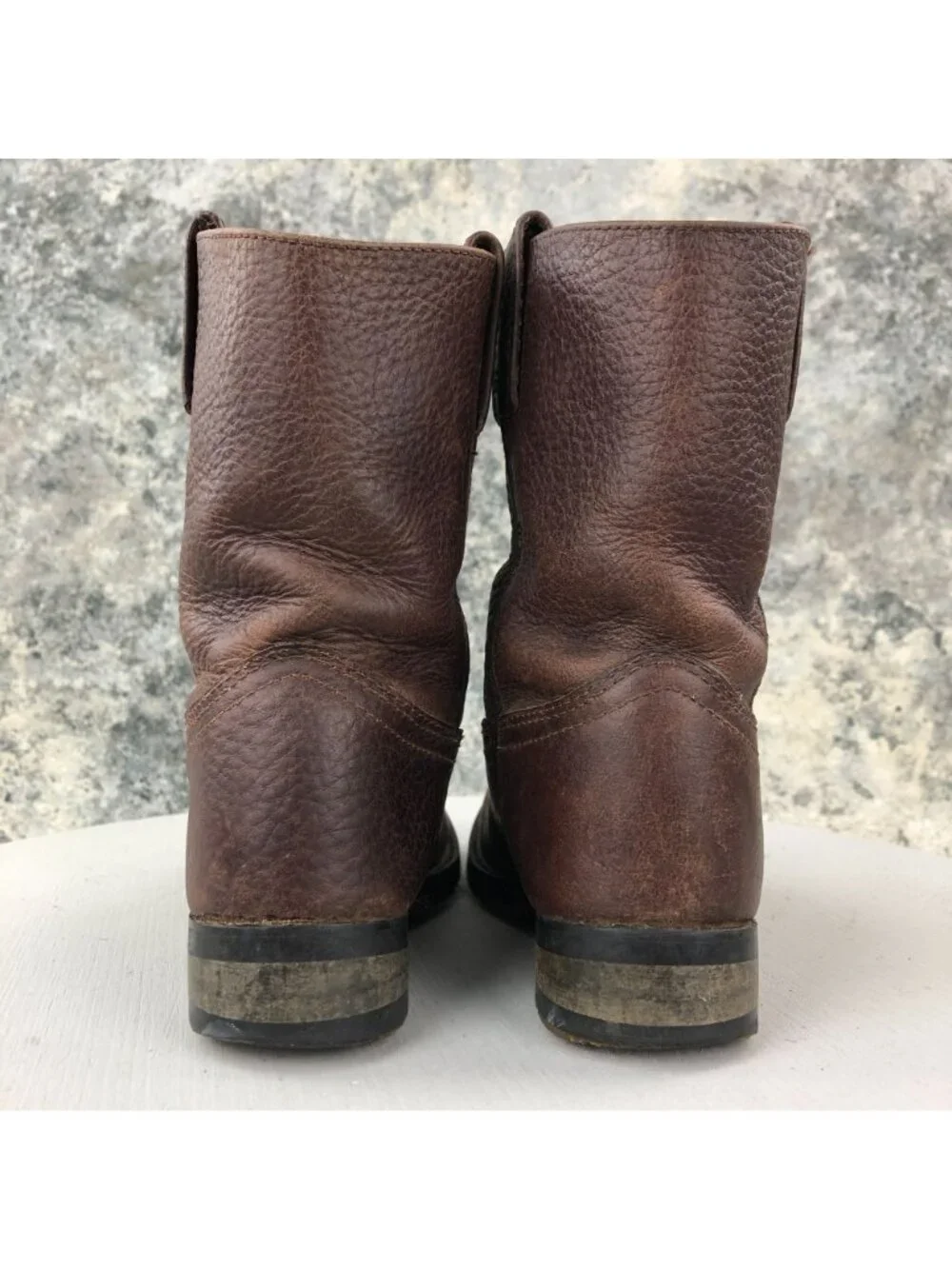 Double H Kid's Size 12 Brown Leather Pull On Closed Toe Western Cowboy Boots